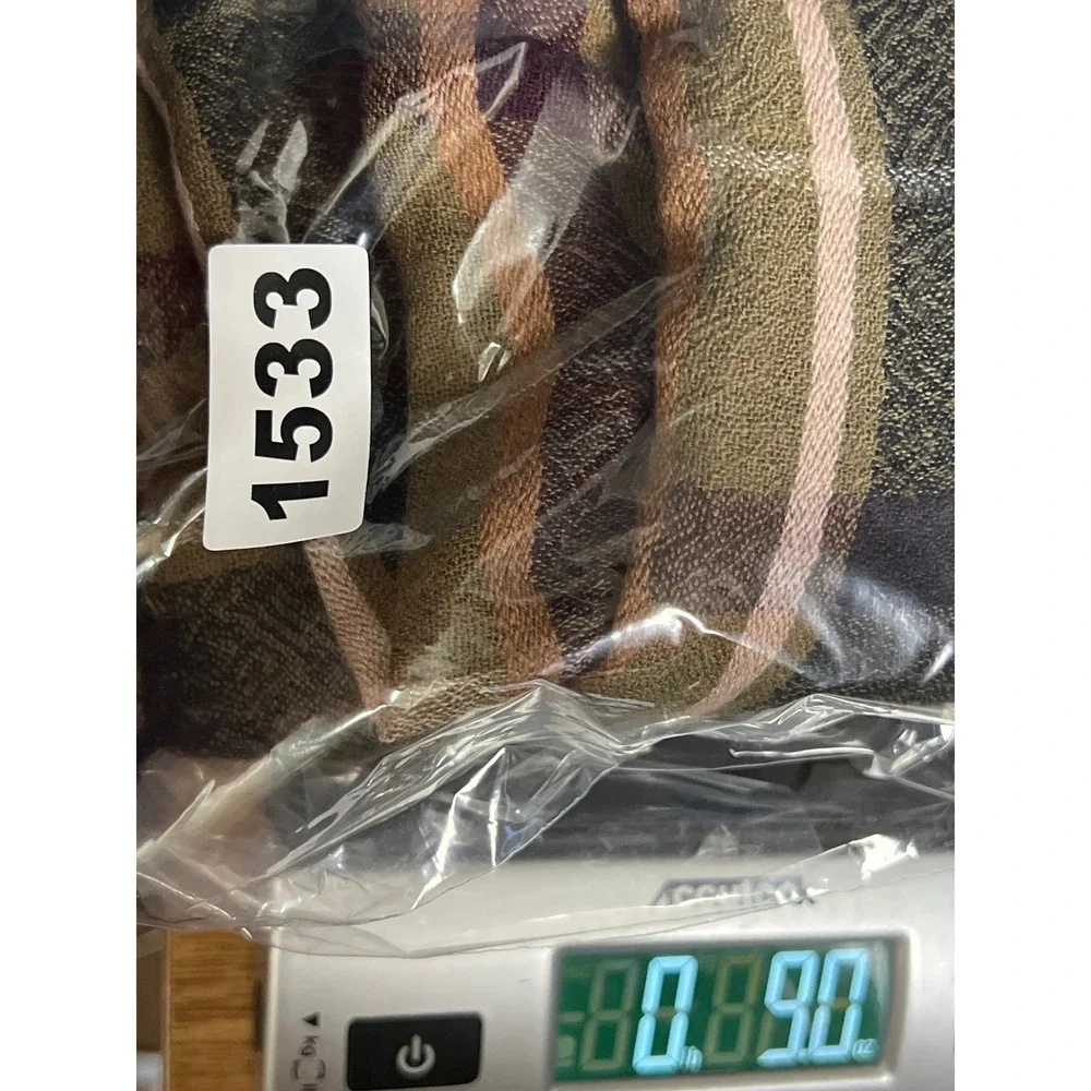 Wilfred Aritzia 100% Wool Diamond Mosaic Blanket Scarf Plaid Olive Green 51x61‎